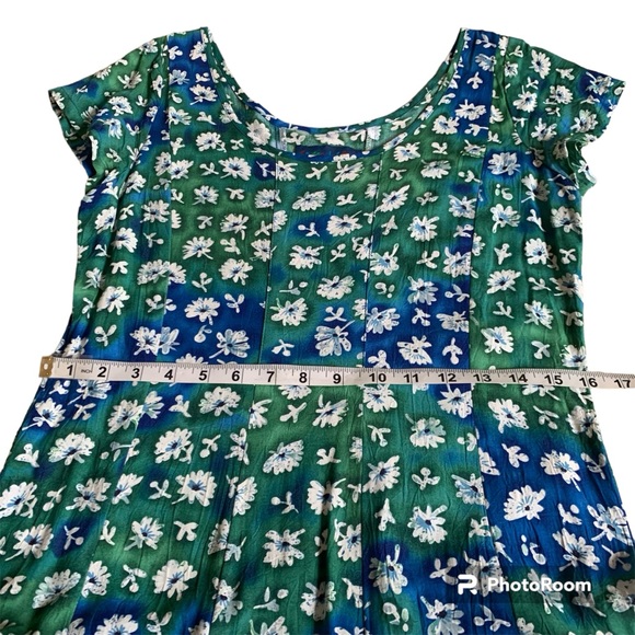 Jams World Vintage W348 Floral Maxi Dress Size Small Short Sleeve Boat Neck - Picture 11 of 12